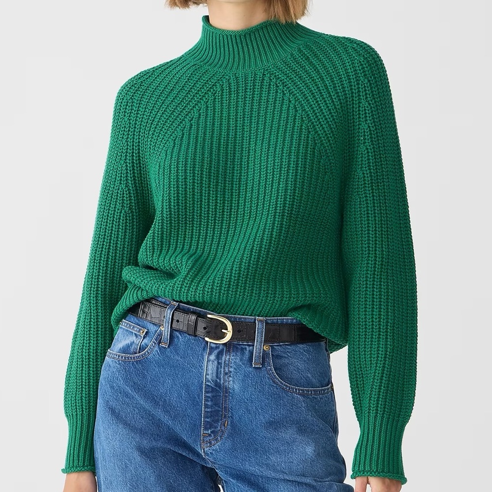 J. Crew relaxed roll neck sweater in Jungle green